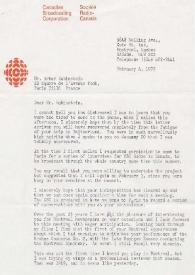 Carta dirigida a Arthur Rubinstein. Montreal,Canadá (Estados Unidos), 04-02-1978