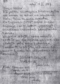 Carta dirigida a Aniela Rubinstein. Varsovia (Polonia), 10-11-1957