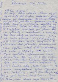 Carta dirigida a Aniela Rubinstein. Varsovia (Polonia), 01-03-1983