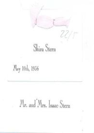 Tarjeta dirigida a Aniela y Arthur Rubinstein. Nueva York, 22-05-1956