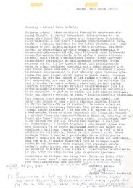 Carta dirigida a Arthur Rubinstein. Malibú, California (Estados Unidos), 26-03-1967