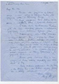 Carta dirigida a Aniela Rubinstein. París (Francia), 01-08-1951