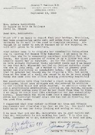 Carta dirigida a Aniela Rubinstein. Beverly Hills, California (Estados Unidos), 15-09-1955