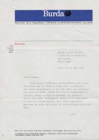 Carta enviada a Sophie Issartel. París (Francia), 28-03-1980