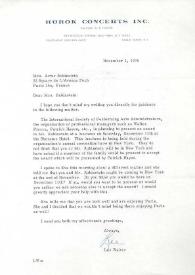 Carta dirigida a Aniela Rubinstein. Nueva York (Estados Unidos), 01-11-1976