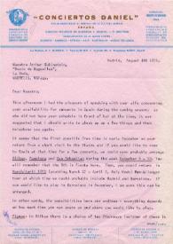 Carta dirigida a Arthur Rubinstein. Madrid (España), 04-08-1971