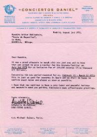 Carta dirigida a Arthur Rubinstein. Madrid (España), 03-08-1972