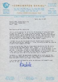 Carta dirigida a Aniela y Arthur Rubinstein. Madrid (España), 15-05-1976