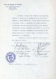 Carta/recibo a Arthur Rubinstein. Barcelona, 13-10-1956