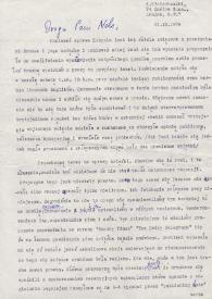 Carta dirigida a Aniela Rubinstein. Londres (Inglaterra), 21-09-1976