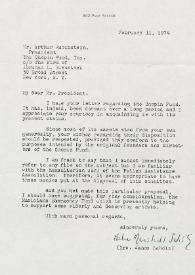 Carta dirigida a Arthur Rubinstein, 11-02-1974