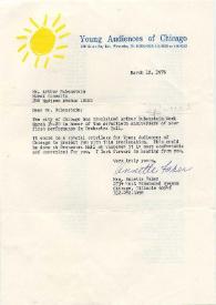 Carta dirigida a Arthur Rubinstein. Chicago (Illinois), 12-03-1976