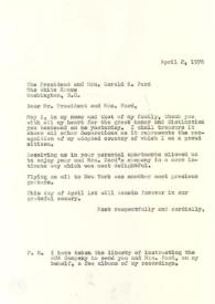 Carta dirigida a Gerald R. Ford. White House (Washington), 02-04-1976