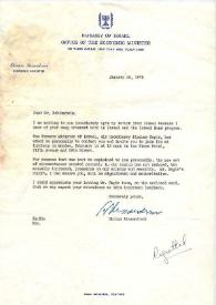 Carta dirigida a Arthur Rubinstein. Nueva York, 25-01-1972