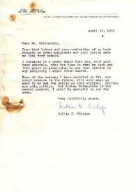 Carta dirigida a Arthur Rubinstein. Los Angeles (California), 13-04-1971