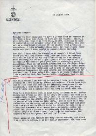 Carta dirigida a Gregor Piatigorsky, 15-08-1974