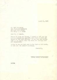 Carta dirigida a Bert Bacharach, 15-04-1969