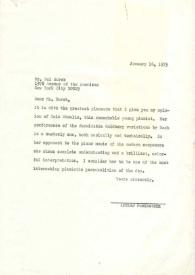 Carta a Sol Hurok, 16-01-1973