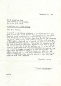 Carta dirigida a Arlene Steele (Hurok Concerts). Nueva York, 29-11-1971