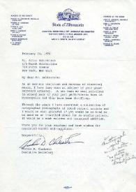 Carta dirigida a Arthur Rubinstein. Minnesota, 23-02-1970