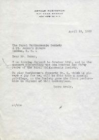 Carta dirigida a Baker. Londres (Inglaterra), 19-04-1962
