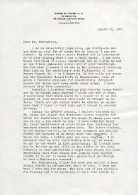 Carta dirigida a Arthur Rubinstein. St. Peters (Missouri), 25-08-1974