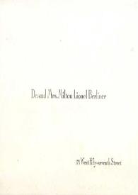 Tarjeta dirigida a Arthur Rubinstein, 28-01-1972