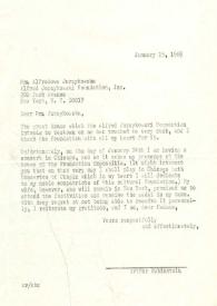 Carta dirigida a Alfredowa Jurzykowska. Nueva York, 15-01-1969