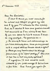 Carta dirigida a Arthur Rubinstein. Inglaterra, 05-12-1968