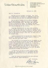 Carta dirigida a Arthur Rubinstein. Washington, 16-02-1969