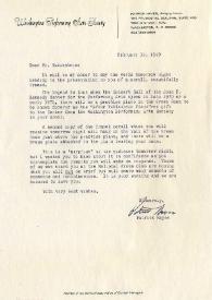 Carta dirigida a Arthur Rubinstein. Washington, 16-02-1969