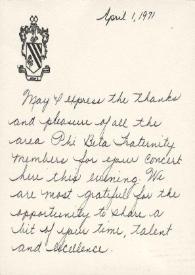 Carta dirigida a Arthur Rubinstein, 01-04-1971