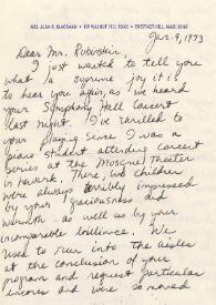 Carta dirigida a Arthur Rubinstein. Chestnut Hill (Massachusets), 09-01-1973