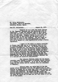 Carta dirigida a Arthur Rubinstein, 18-08-1975