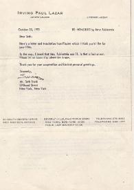 Carta a Seht Frank. Nueva York, 20-10-1975