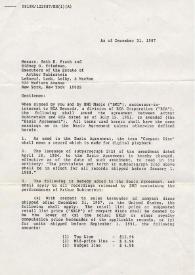 Carta a Seth E. Frank y Sidney O. Friedman (Albaceas del Testamento de Arthur Rubinstein). Nueva York, 31-12-1987