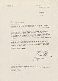 Carta a Jan J. Bistritzky. Nueva York, 18-10-1972