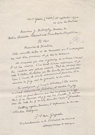 Carta dirigida a Jan Jacob Bistritzky. Ginebra (Suiza), 18-09-1974
