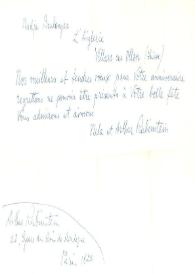 Carta dirigida a Nadja Boulenger. París (Francia)