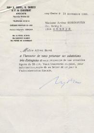 Carta dirigida a Aniela Rubinstein. Ginebra (Suiza), 21-11-1969