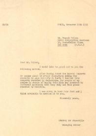 Carta dirigida a Franck Folson. París (Francia), 29-11-1955