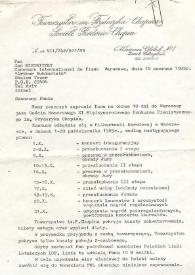 Carta dirigida a Jan Jacob Bistrintzky. Warszwa