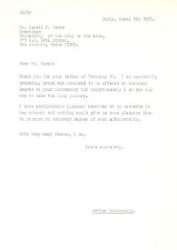 Carta dirigida a Gerald P. Burns (Presidente de Our Lady of the Lake University of San Antonio). París (Francia), 09-03-1977