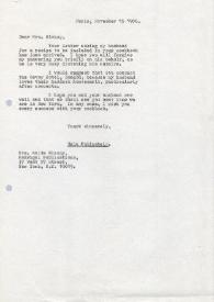 Carta dirigida a Maida Glancy. París (Francia), 15-11-1976