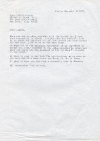 Carta dirigida a Judith B. Jones (Alfred A. Knopf). París (Francia), 08-11-1979