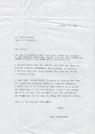 Carta dirigida a Teddy Kollek, 16-10-1987