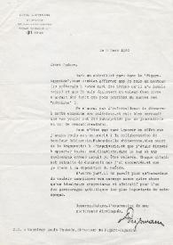Carta dirigida a Aniela Rubinstein. París (Francia), 08-03-1980