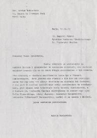 Carta dirigida a Bogumil Palasz. París (Francia), 12-09-1985