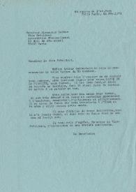 Carta dirigida a Alexandre Reiter. París (Francia), 28-02-1974