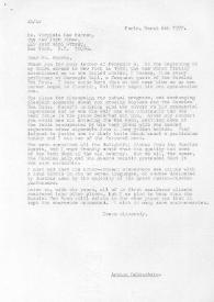 Carta dirigida a Virginia Lee Warren. París (España), 08-03-1977